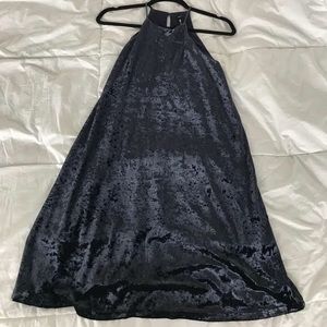 Navy Blue Crushed Velvet Design Lab Dress